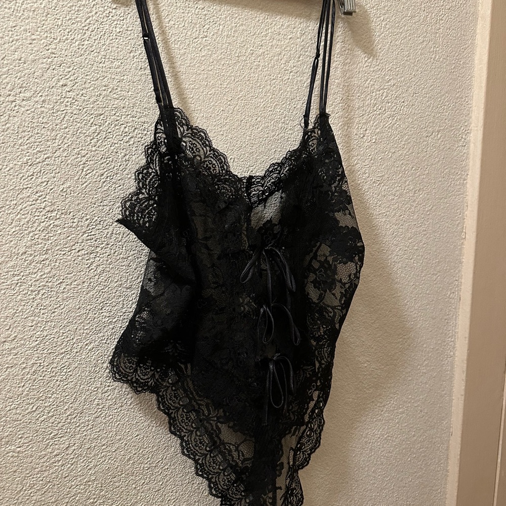 Victoria’s Secret Vintage Black Teddy Body Suit New With Gold  Tags Size L